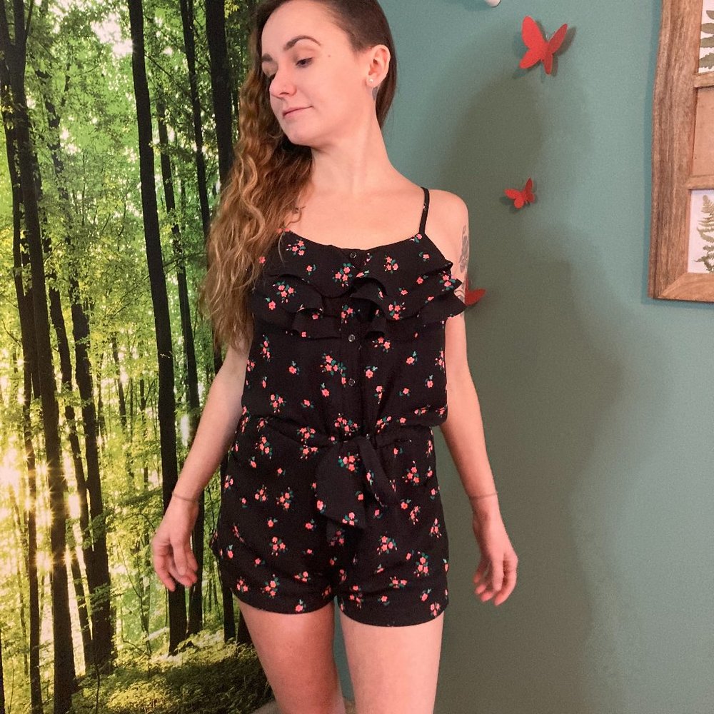 L'Amour Floral Romper Black/Pink